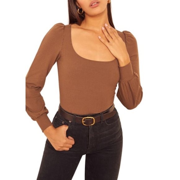 Reformation Tops - Reformation Vita Ribbed Long Sleeve Top